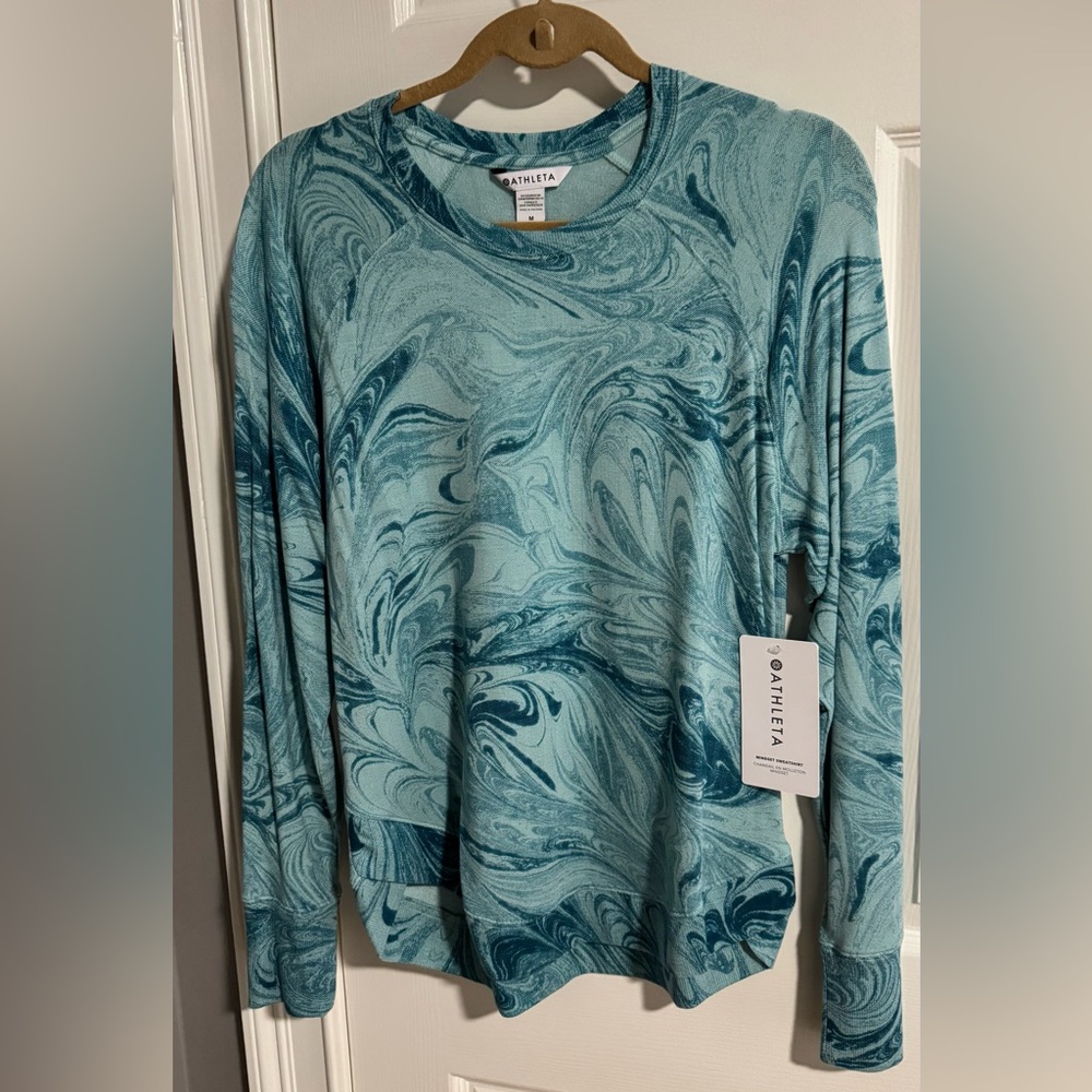 NWT Athleta Mindset Sweatshirt-Fun Swirly Teal Size M